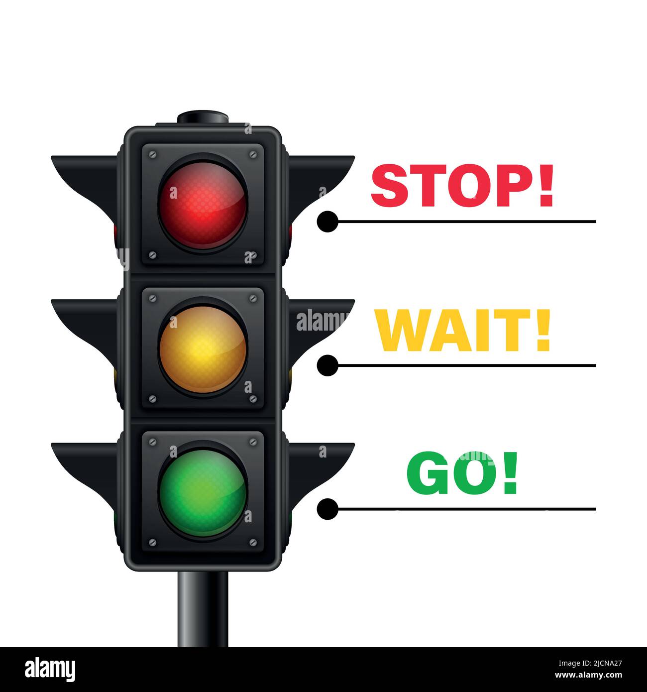 Vector 3d Realistic Road Traffic Lights Isolated. Stop, Wait, Go