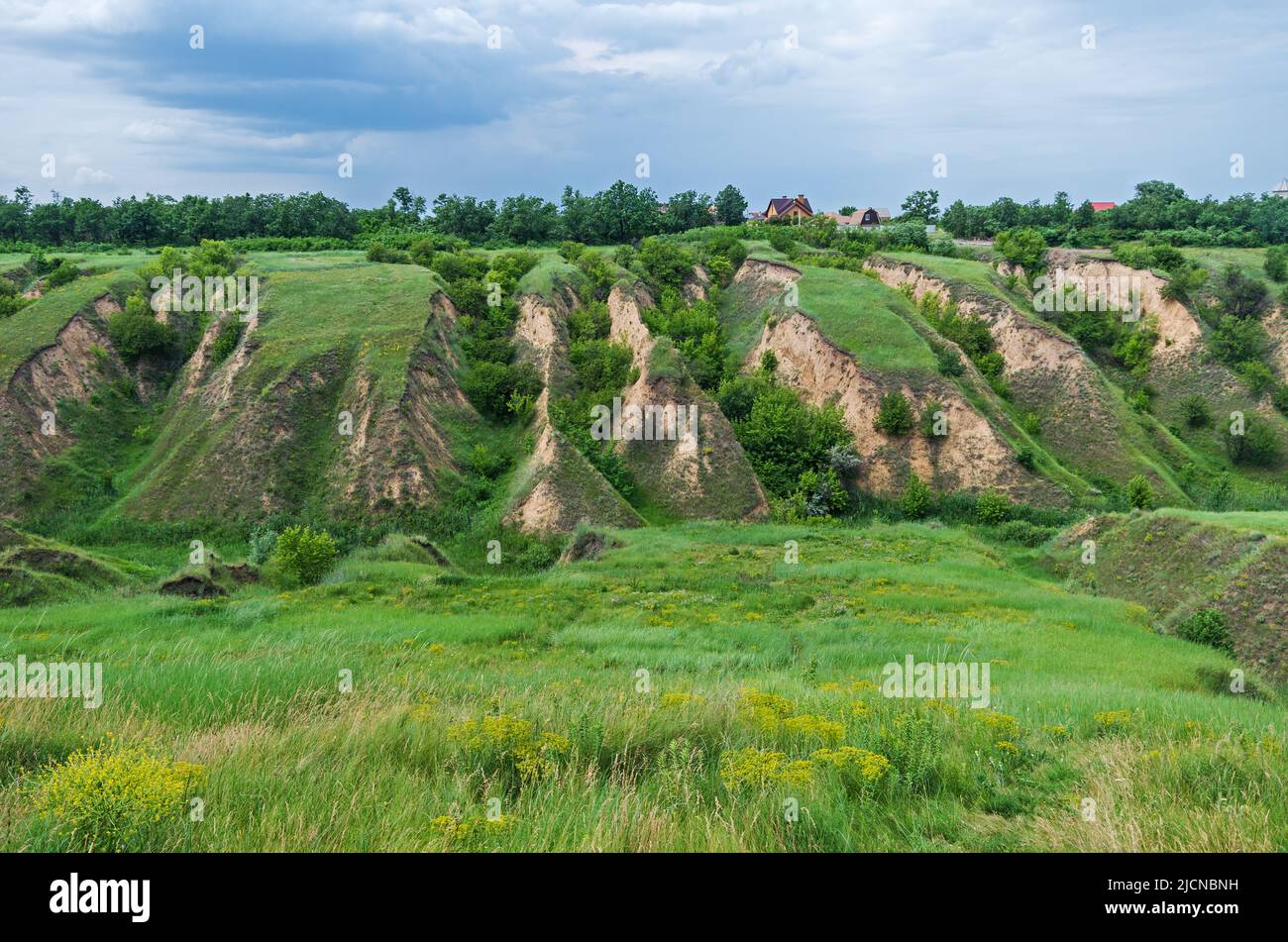 Ravines. Erosion of agricultural land by spring meltwater and
