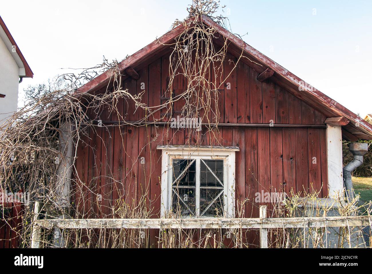 Old wooden cottage in Sweden Stock Photo