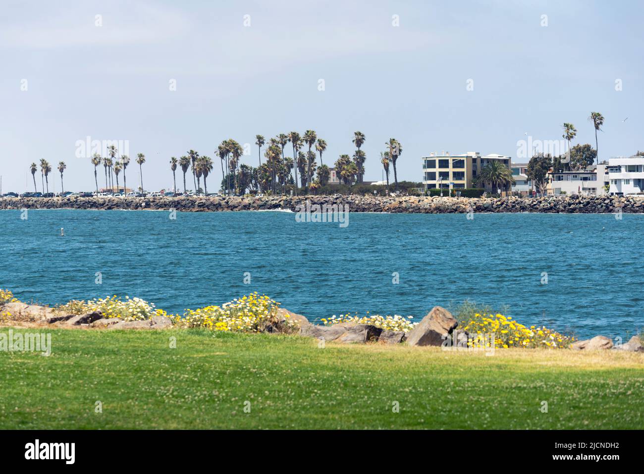 View from the Mission Bay Channel Jetty. San Diego, California, USA. Stock Photo