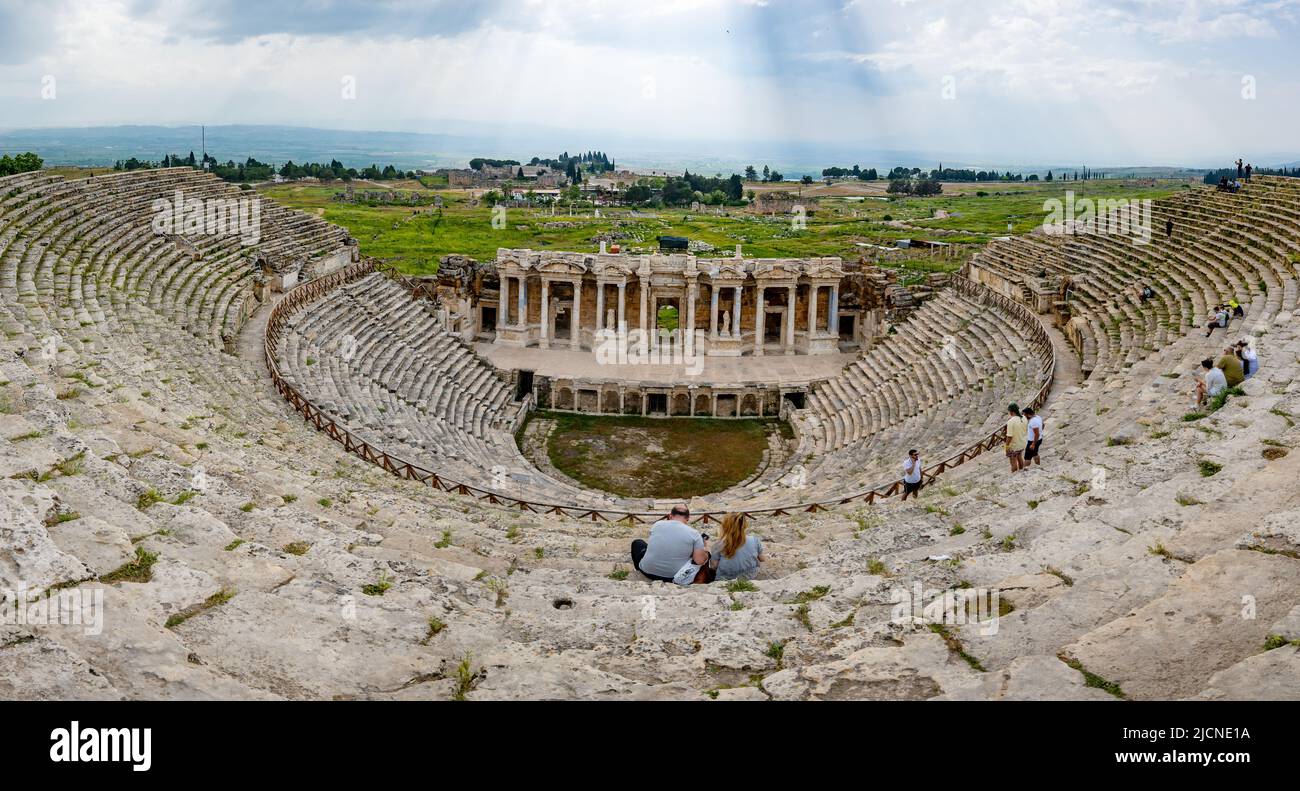 Roman amphitheater at ancient Hierapolis, Pamukkale, Türkiye. Stock Photo