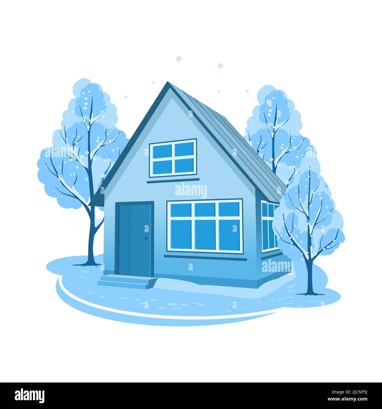 Winter landscape. House surrounded by trees Stock Vector Image & Art ...