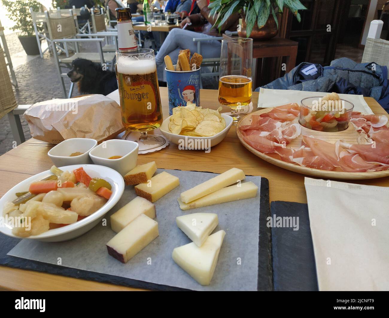 dishes of cheese and meat Stock Photo Alamy