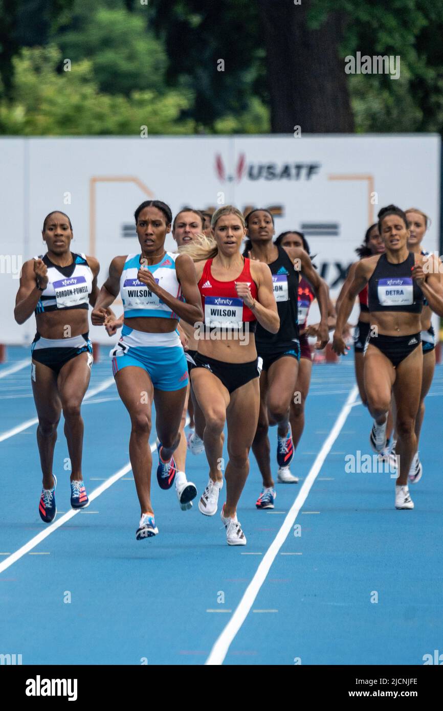 Ajee Wilson (USA) wins the women's 800m at the. 2022 NYC Grand Prix ...