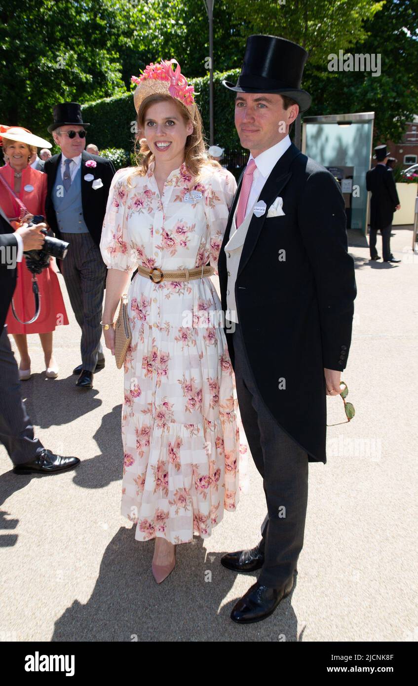Ascot, UK. 14 June, 2022.  Princess Beatrice and husband Edoardo Mapelli Mozzi attend the first day of Royal Ascot 2022 in Ascot, England. Credit: Anwar Hussein Credit: Anwar Hussein/Alamy Live News Stock Photo