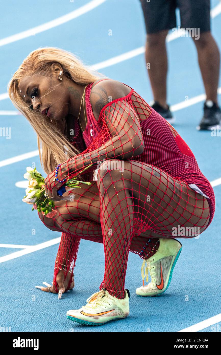Sha'Carri Richardson (USA) wins the women's 200m at the 2022 NYC Grand Prix. Stock Photo