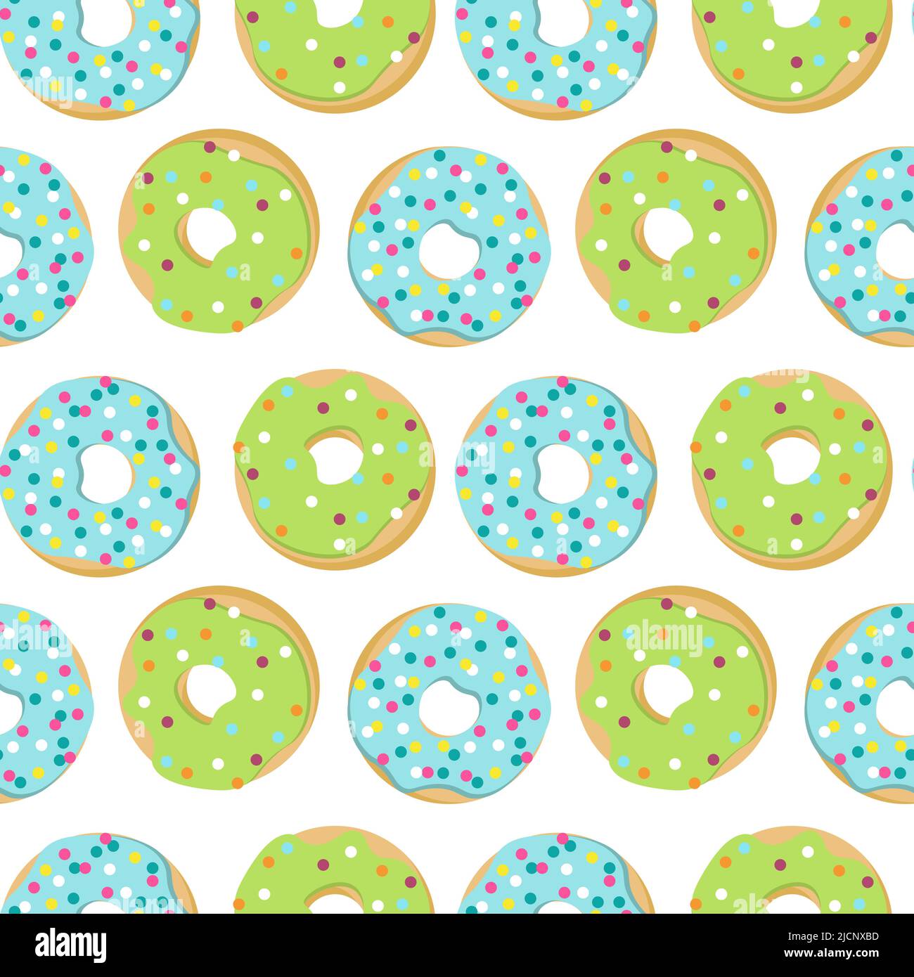 Pattern with colorful donuts. Vector illustration. Stock Vector