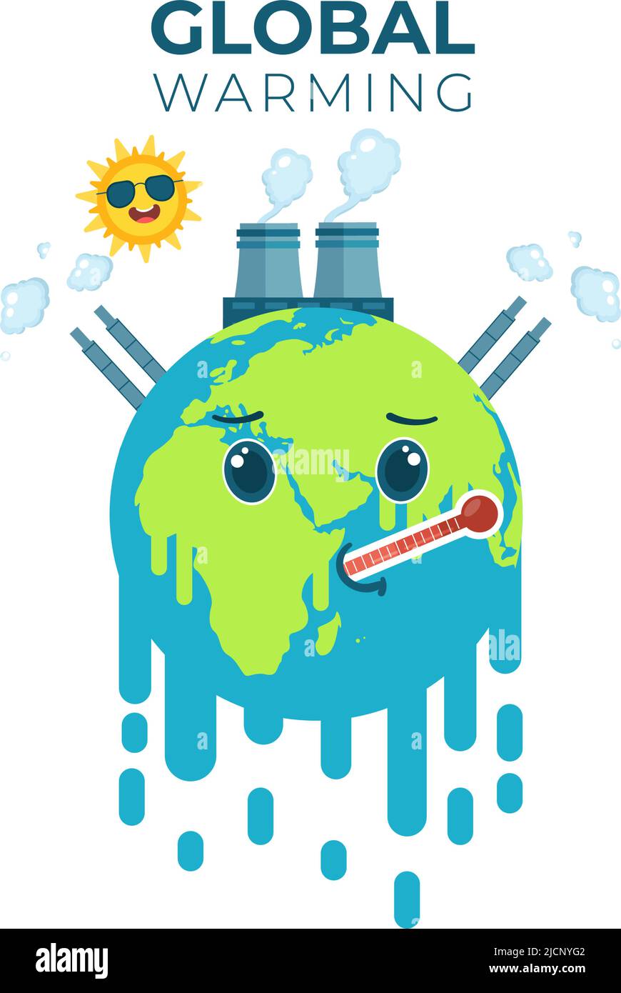 Global Warming Cartoon Style Illustration with Planet Earth in a Melting or  Burning State and Image Sun to Prevent Damage to Nature and Climate Change  Stock Vector Image & Art - Alamy