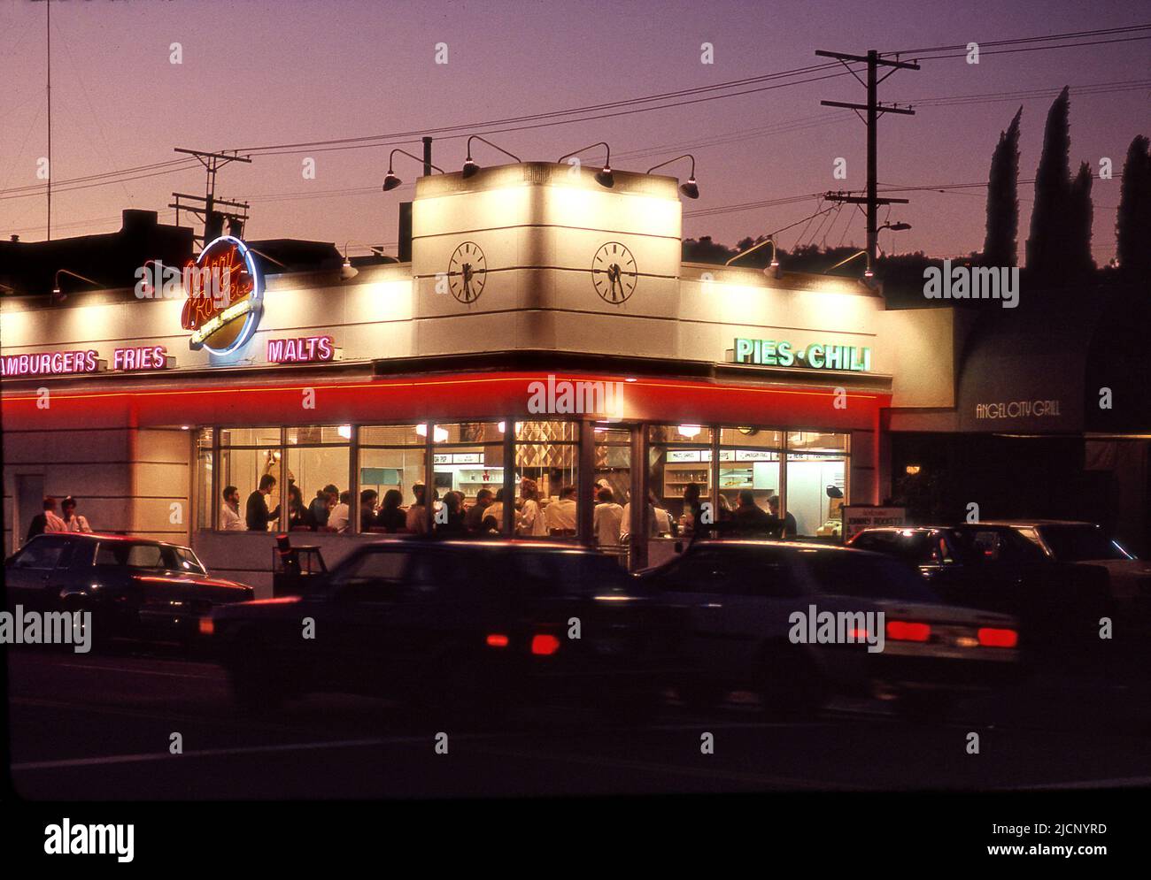 Johnny Rockets, Neon sign, Melrose Ave., Los Angeles, CA Stock Photo