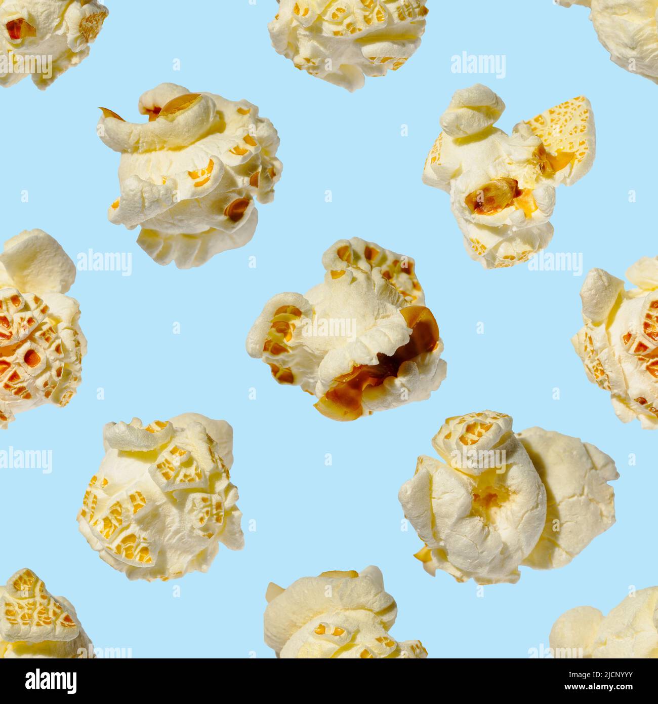 seamless pattern - popcorn. popcorn on a blue background, pattern Stock Photo