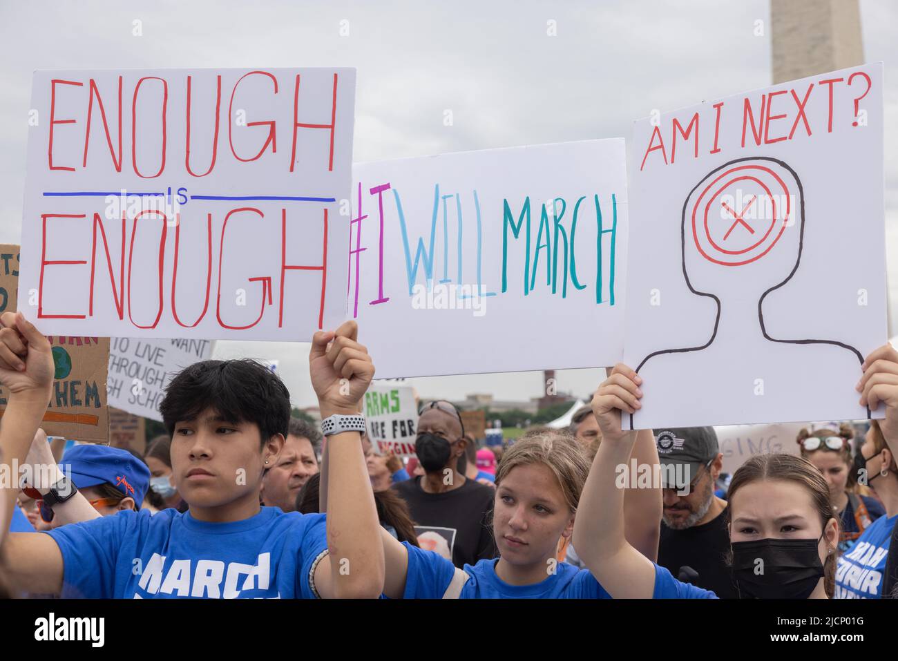 WASHINGTON, D.C. – June 11, 2022: Demonstrators are seen during a March For Our Lives rally on the National Mall. Stock Photo