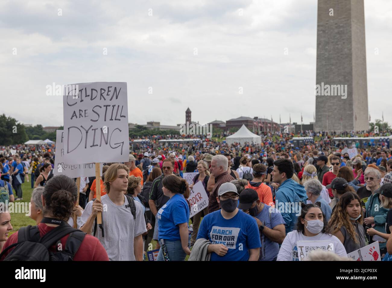 WASHINGTON, D.C. – June 11, 2022: Demonstrators are seen during a March For Our Lives rally on the National Mall. Stock Photo