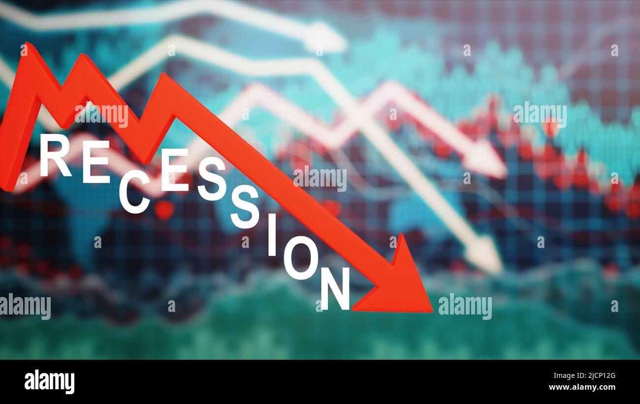 Graphs representing the stock market crash. 3d illustration Stock Photo