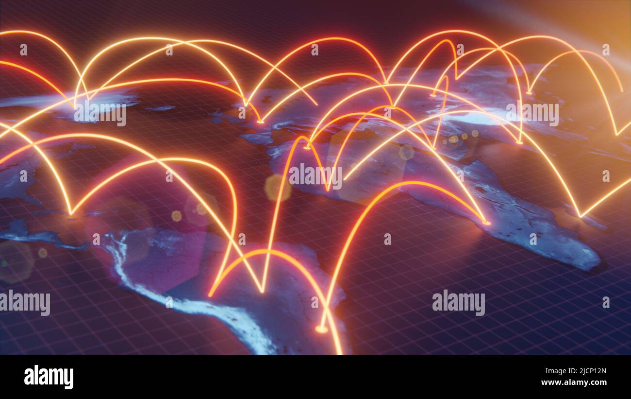 Global connection concept. Planet earth network sphere. 3d rendering ...