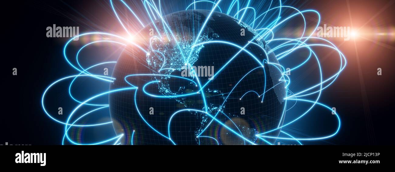 Global connection concept. Planet earth network sphere. 3d rendering ...
