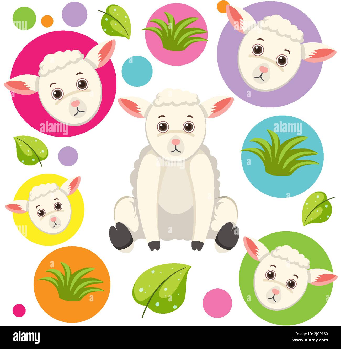 Cute sheep seamless pattern illustration Stock Vector Image & Art - Alamy