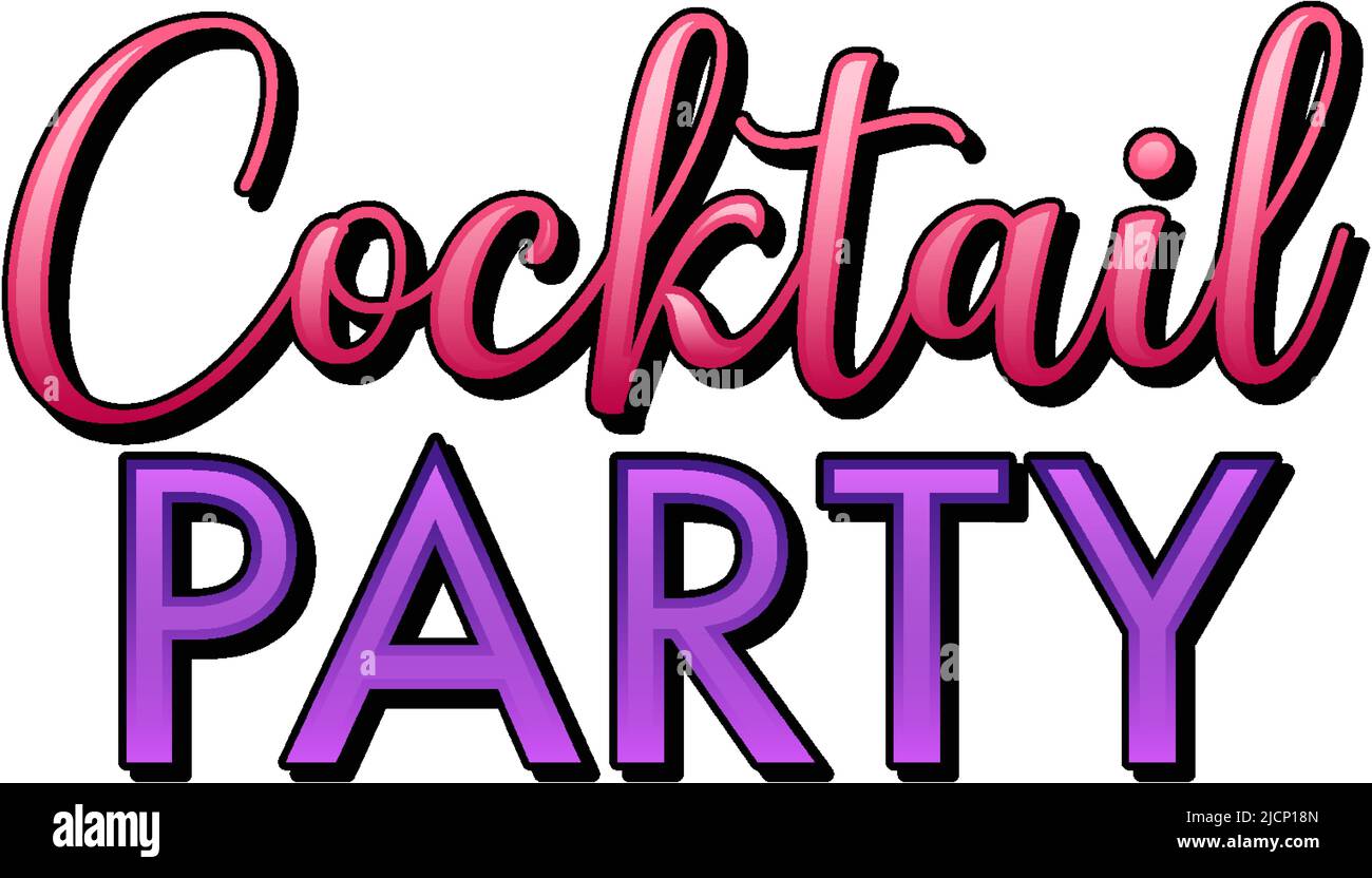 Cocktails Night Party Isolated Word Text illustration Stock Vector