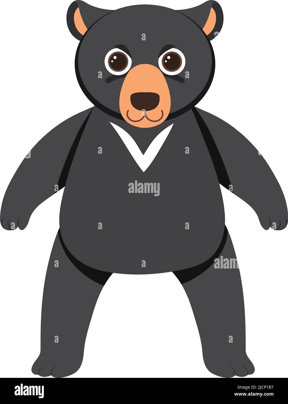 Cute black bear in flat cartoon style illustration Stock Vector Image ...