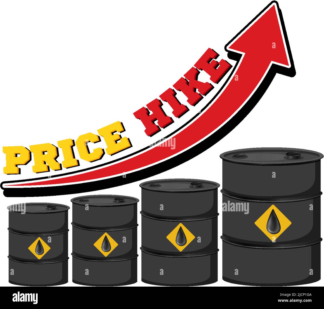 Fuel price hike with red arrow pointing up illustration Stock Vector