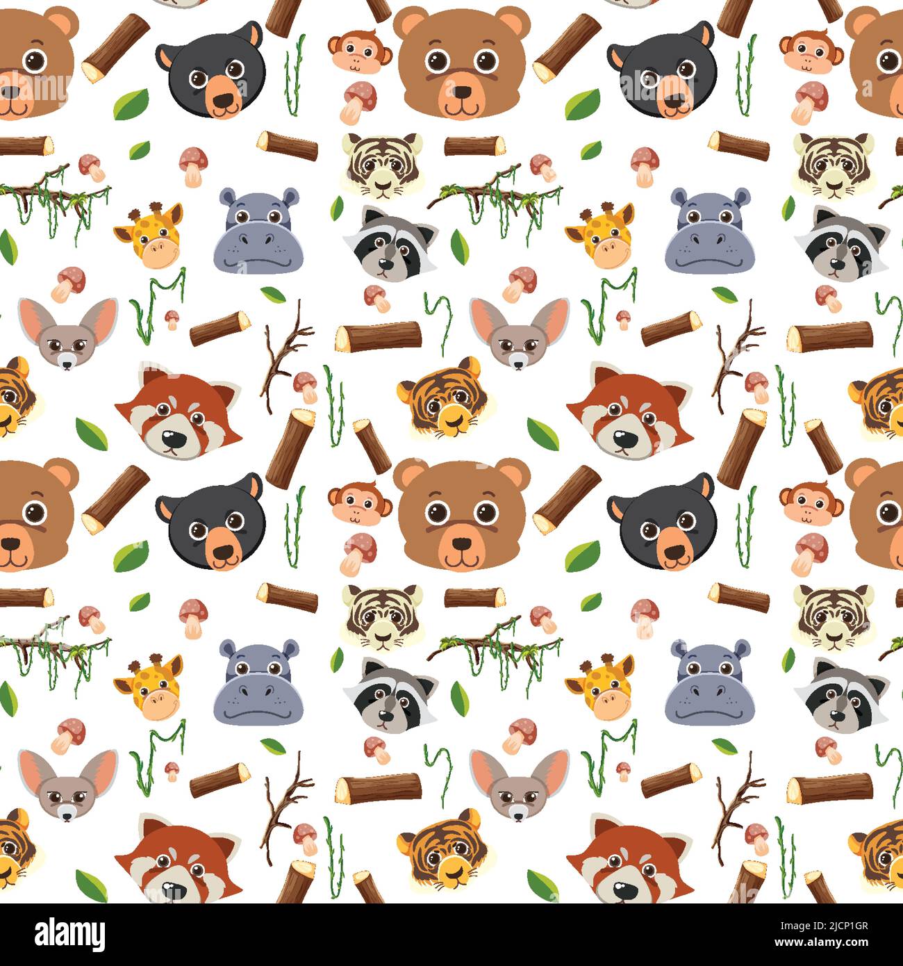 Cute animals seamless pattern illustration Stock Vector Image & Art - Alamy