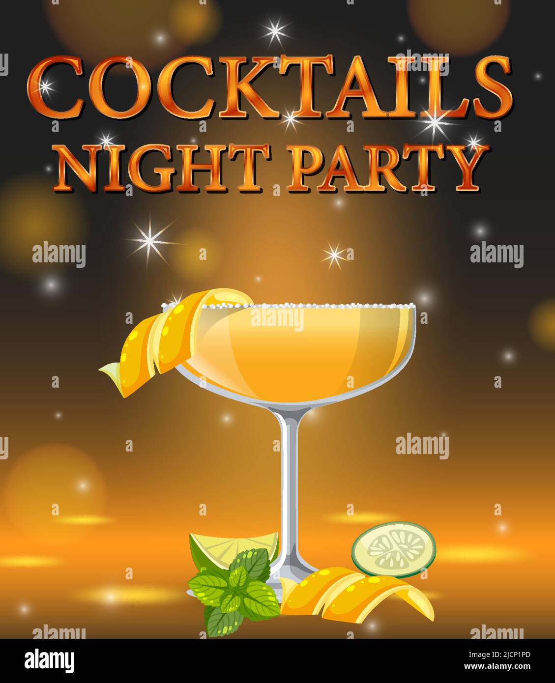 Daiquiri cocktail in the glass on sparkling background illustration ...