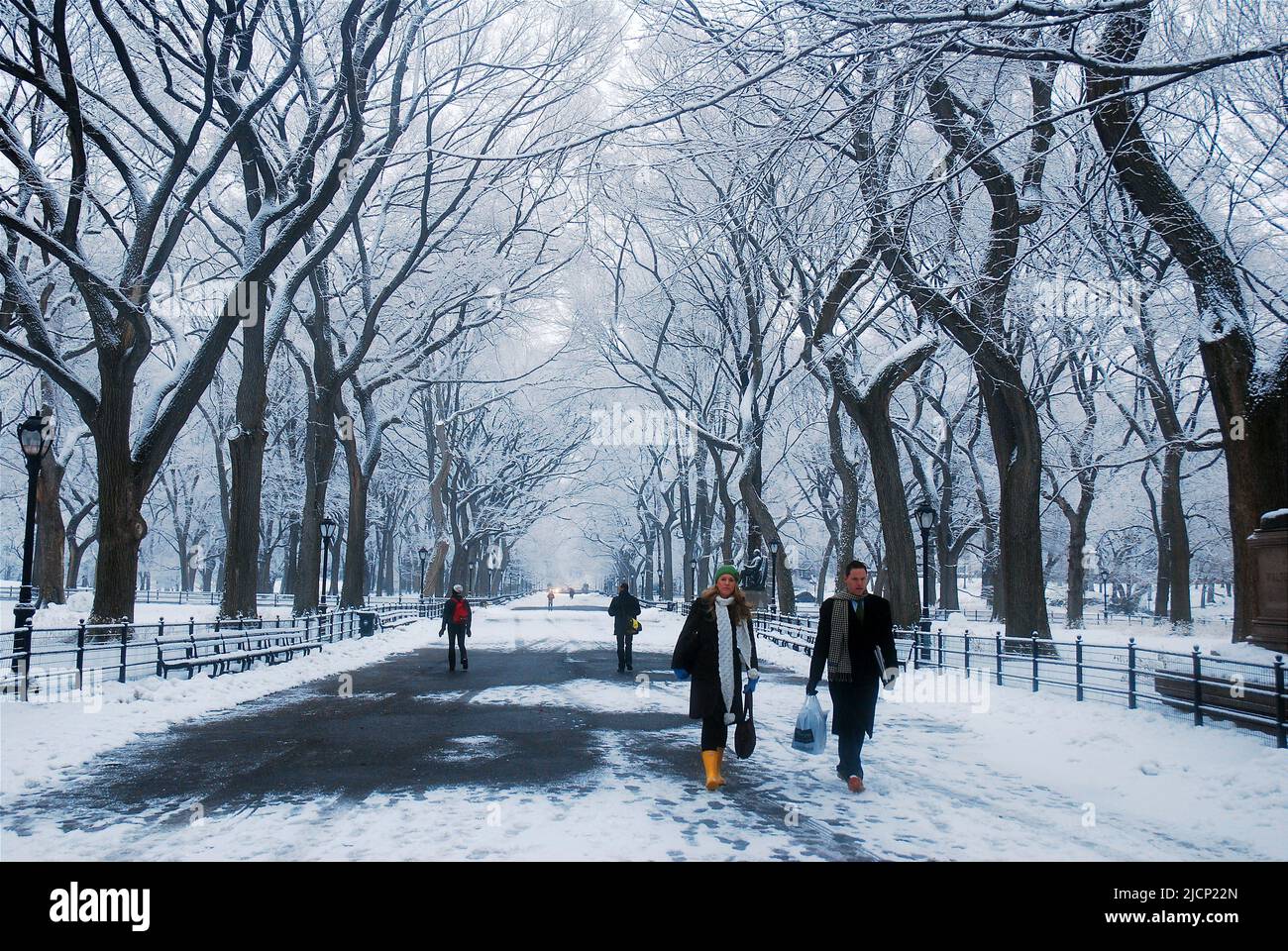 The Mall in New York's Central Park is blanketed with snow following a ...