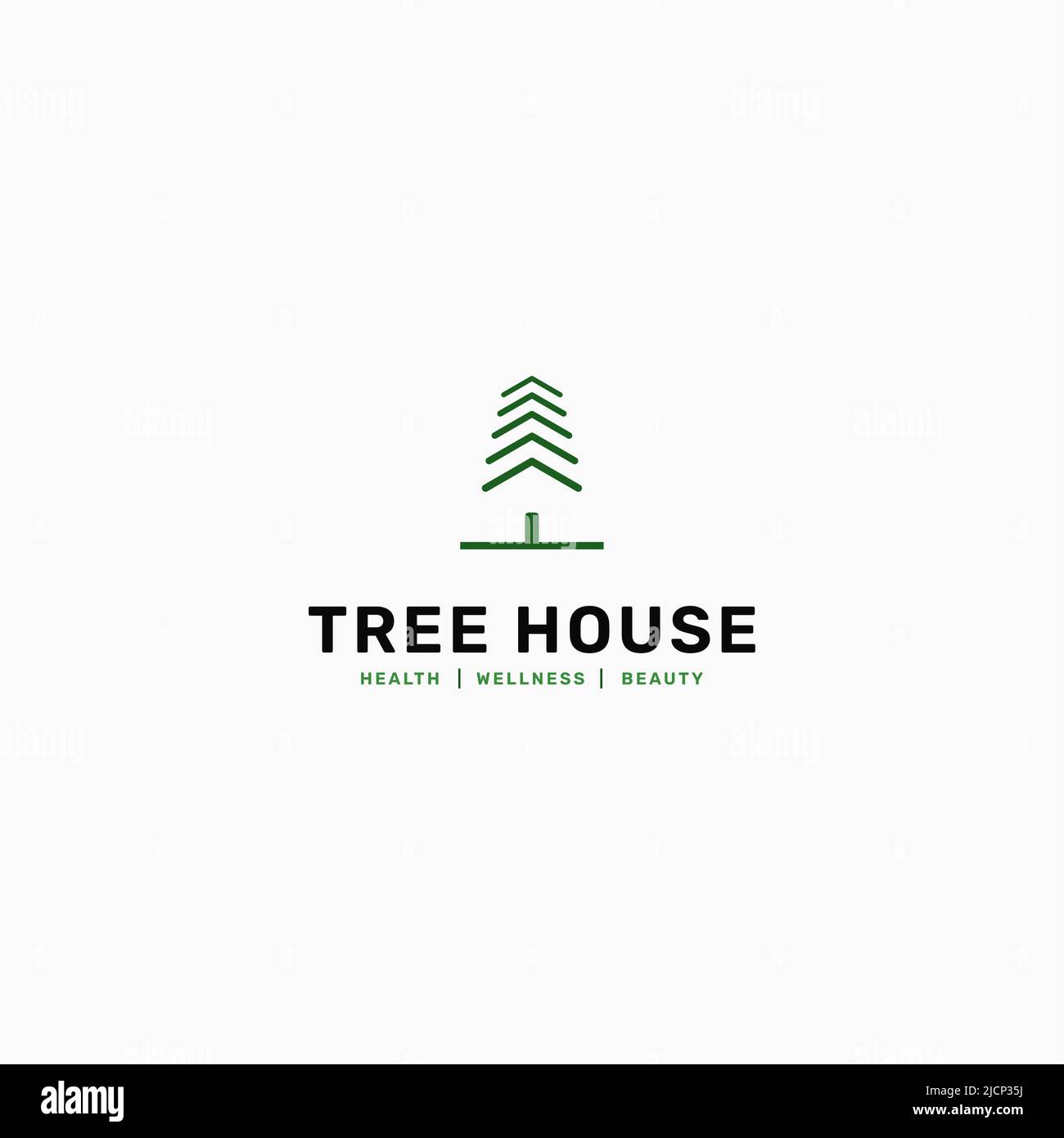 Green nature house logo.Green tree house. Healthy green house. Vector illustration of greenery. Stock Vector