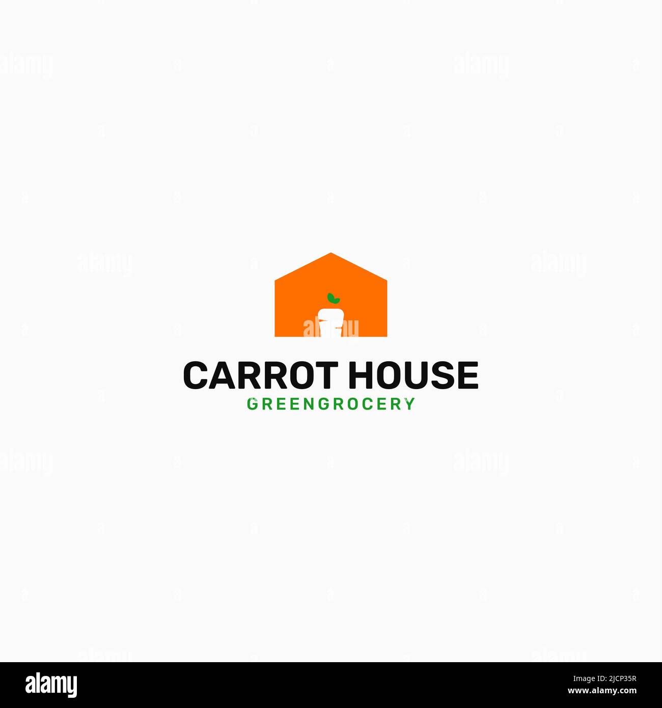 Carrot house logo design. For sellers, suppliers, farmers, market centers, vegetable farm design illustration. Vector graphic illustration. Stock Vector