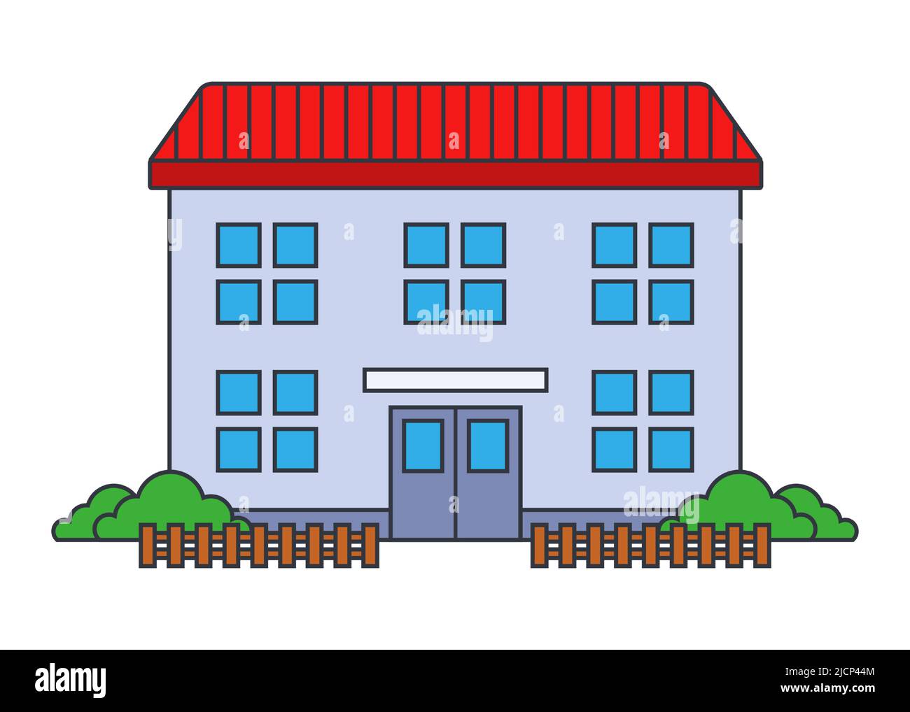 two-storey apartment building. cheap housing. flat vector illustration. Stock Vector