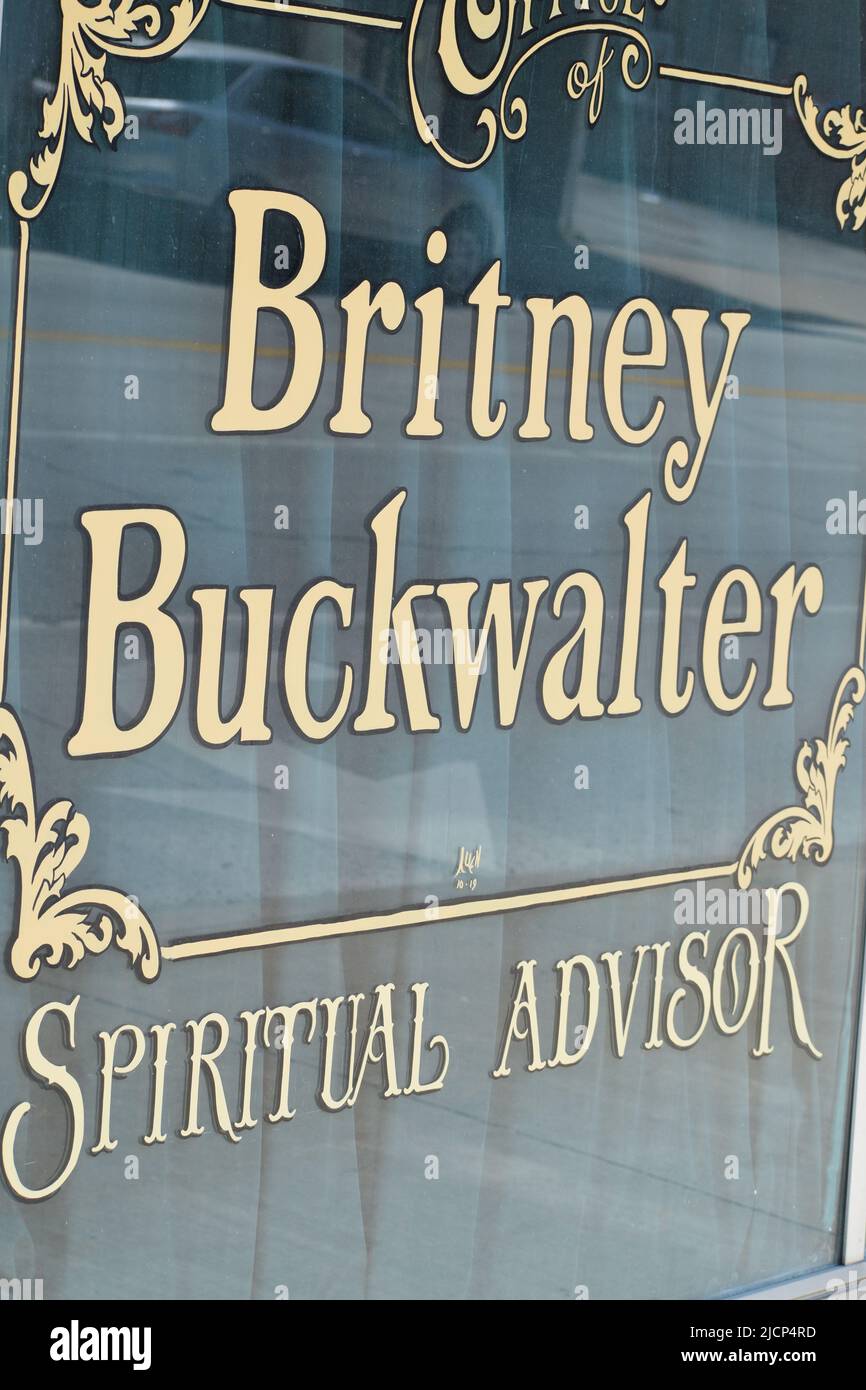 Britney Buckwalter Spiritual Advisor Sign Stock Photo