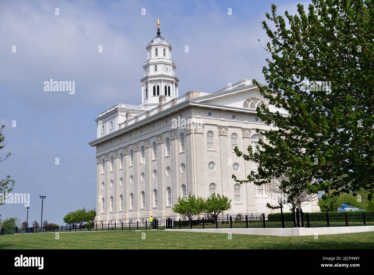 Nauvoo, Illinois, USA. The Nauvoo Illinois Temple, built in the Greek revival architectural style, was dedicated in 2002. Stock Photo