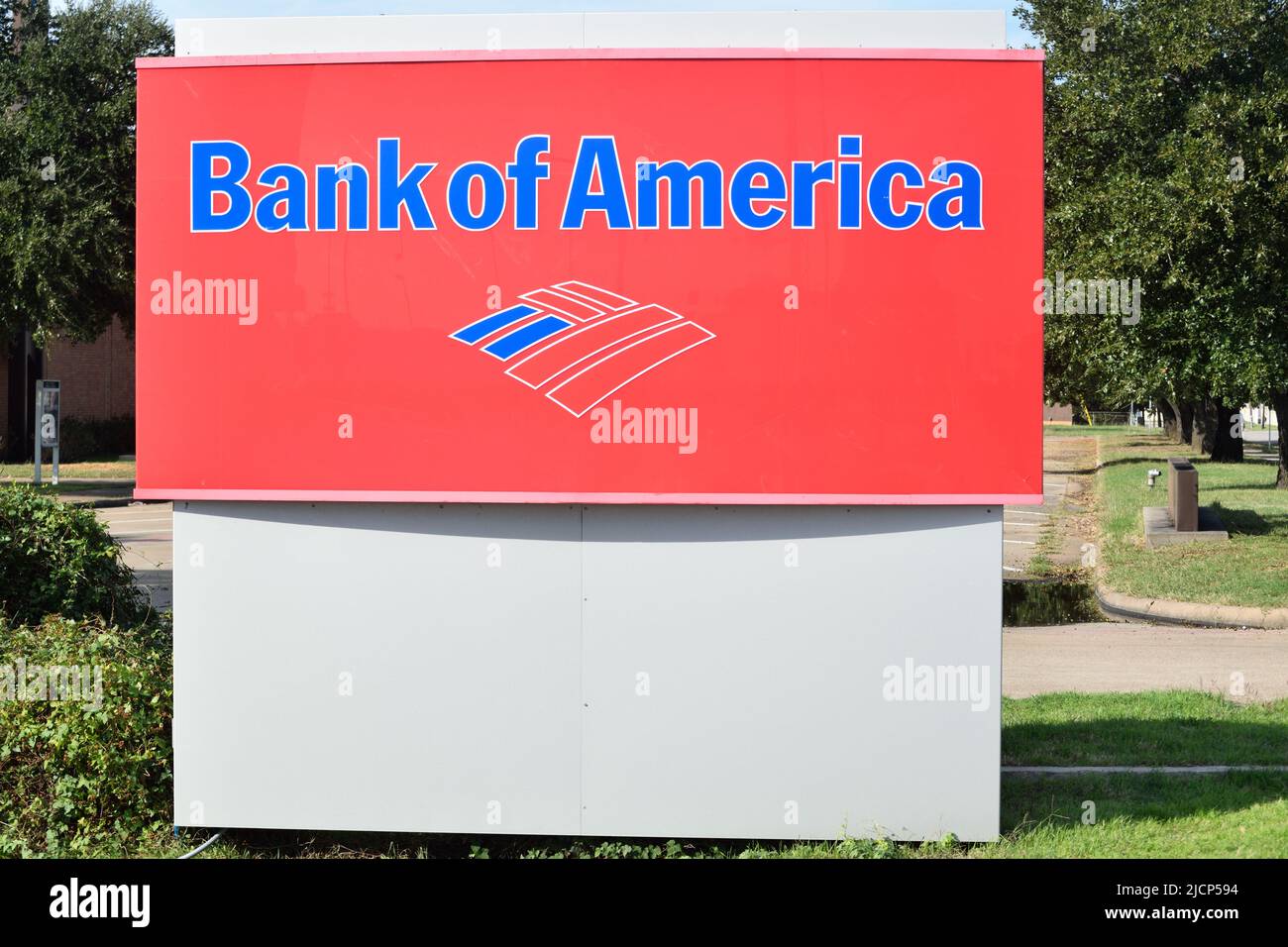 Close up of a red Bank of America sign Stock Photo