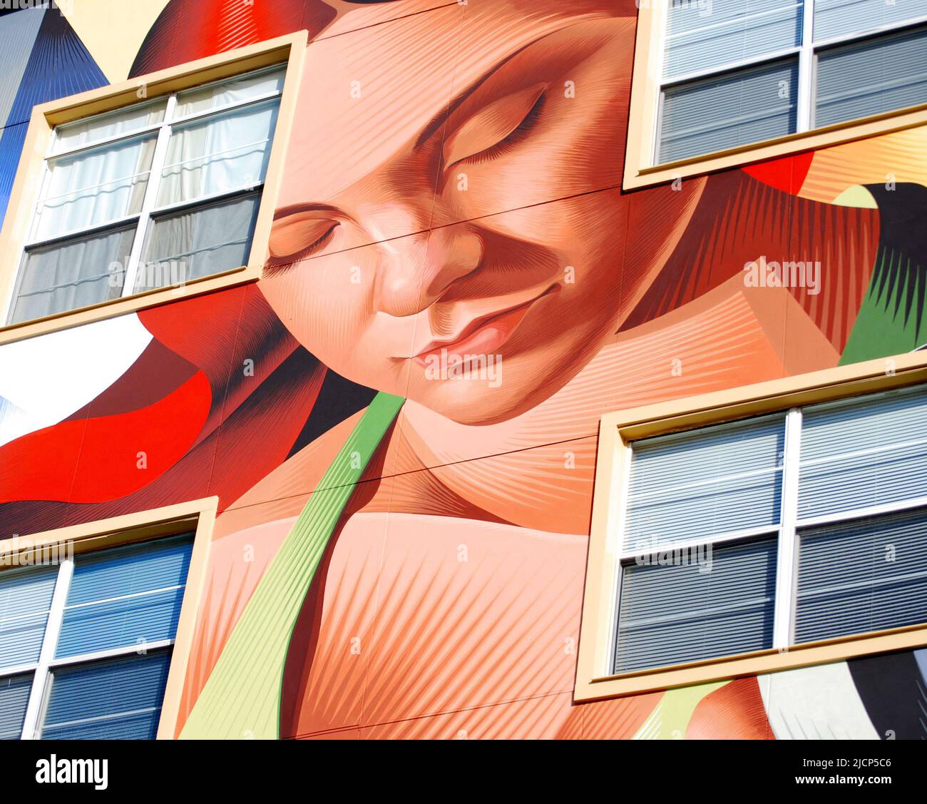 Unique paintings / murals on an aparment building in Dallas Texas, near Mockingbird Station ca