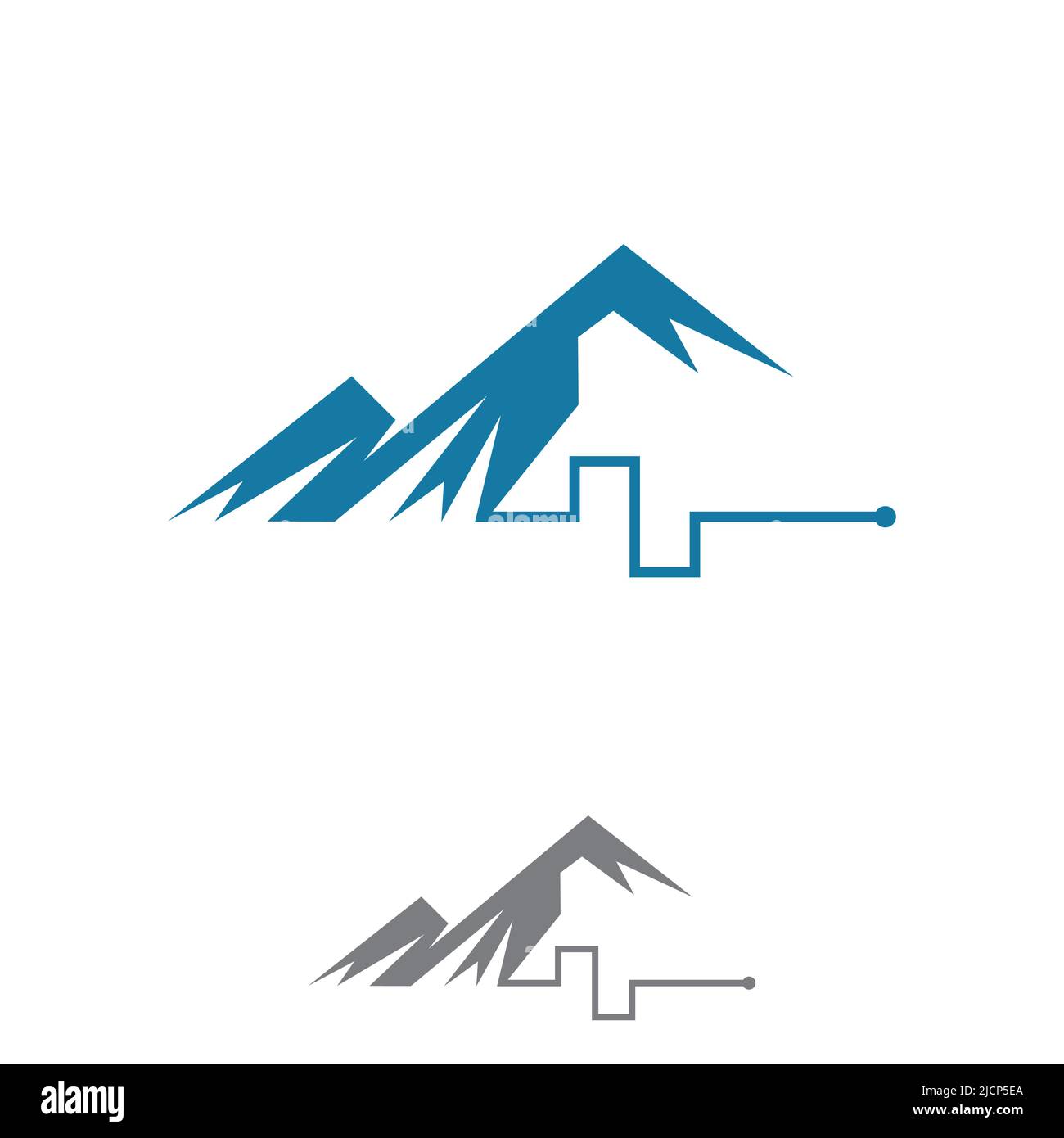 Abstract biphasic waveform vector logo design with mountain. Vector illustration EPS.8 EPS.10 Stock Vector