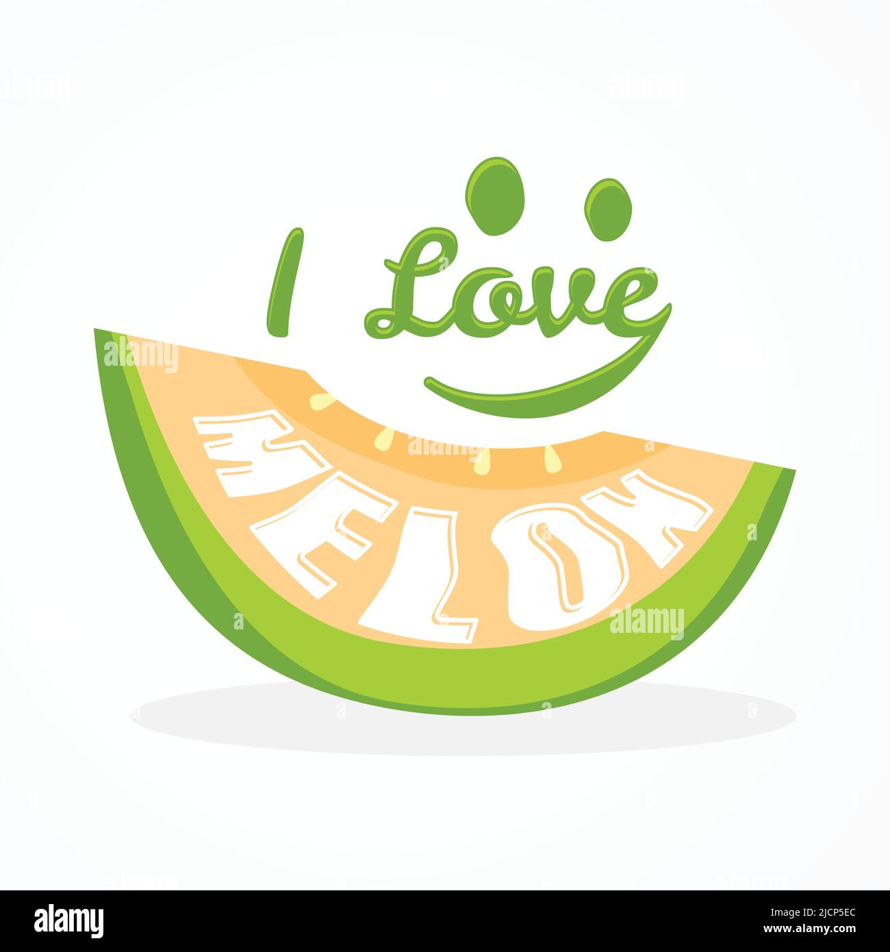 I Love Melon typography letter and abstract melon. Vector illustration EPS.8 EPS.10 Stock Vector