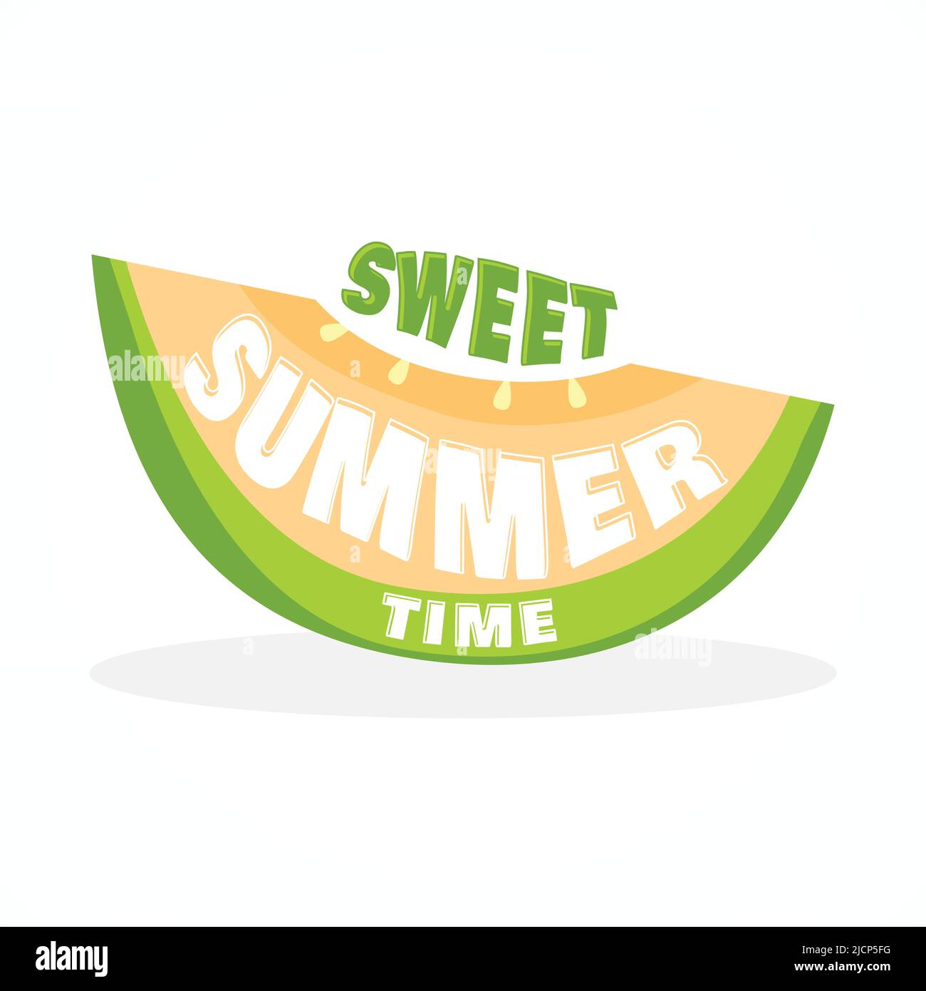 Sweet Summer lettering and abstract melon fruit. Vector illustration EPS.8 EPS.10 Stock Vector