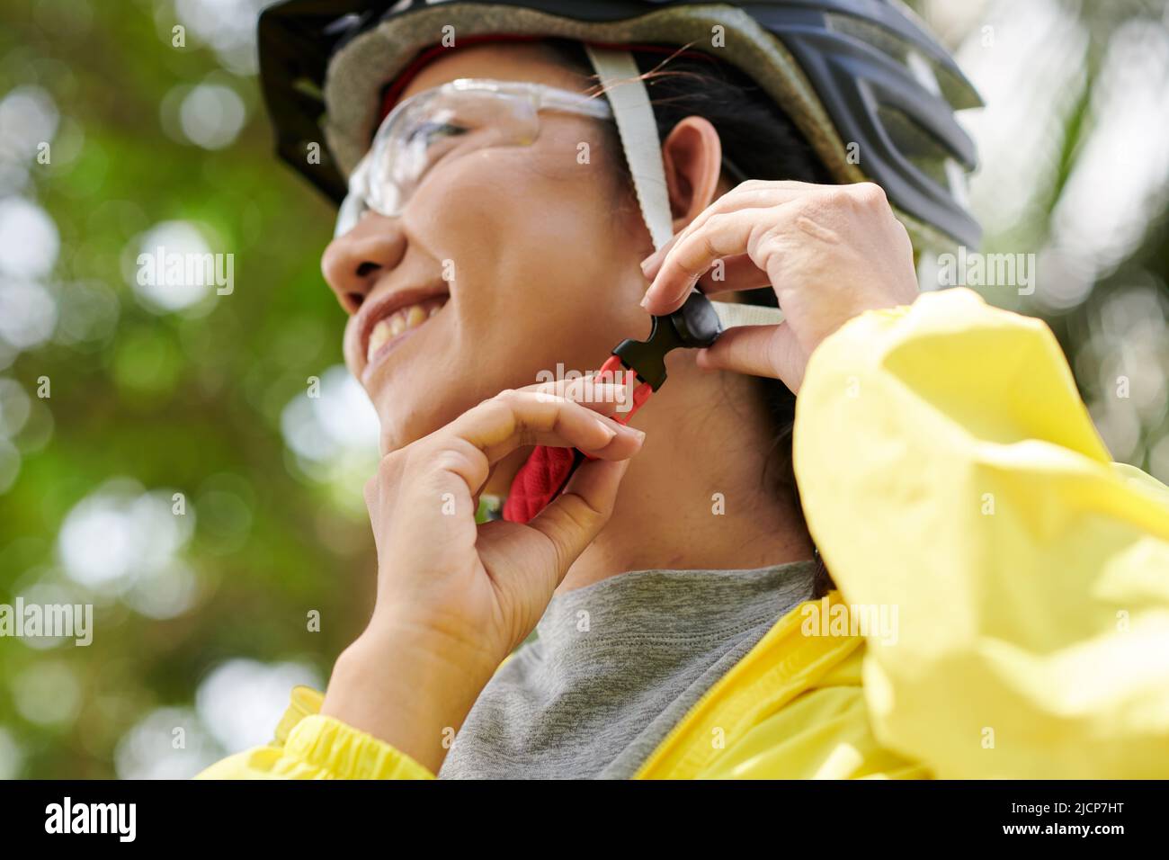 Woman helmet happ hi-res stock photography and images - Alamy