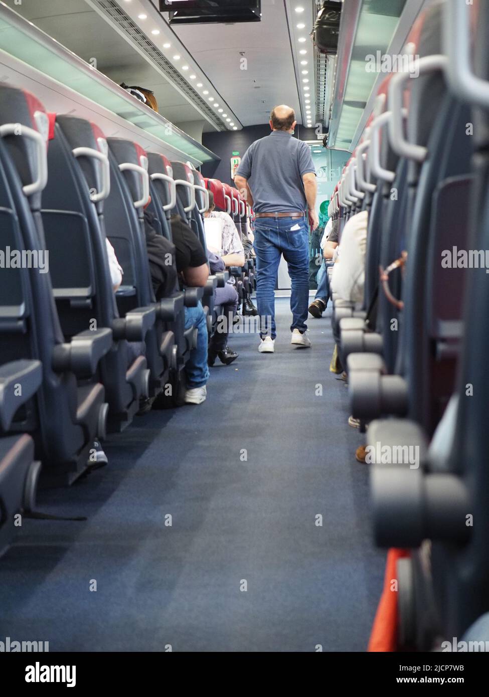 Venice, Italy - May 2022 Passengers in Italo train Stock Photo