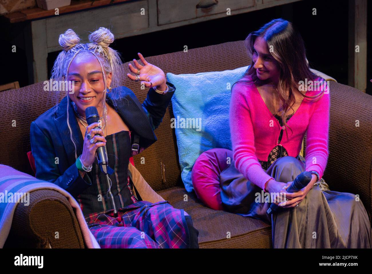 Tati Gabrielle, Actor & Philanthropist and Eshita Kabra- Davis attend the event. On the 10th June Overheated Live, kicked off with a panel event that took place in indigo at The O2 featuring introductions by Billie Eilish, FINNEAS, Maggie Baird and Ellie Goulding. Overheated, is a multi-day climate-focused event taking place at The O2 during Billie Eilish's Happier Than Ever, World Tour in collaboration with Support   Feed and REVERB that is bringing together activists, musicians and designers to discuss climate change and how to make a difference. Stock Photo