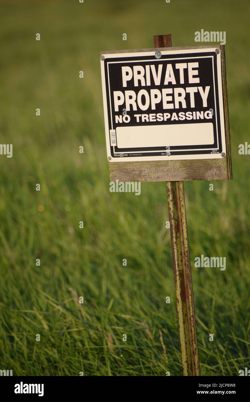 Close up of a private property, no tresspassing sign Stock Photo