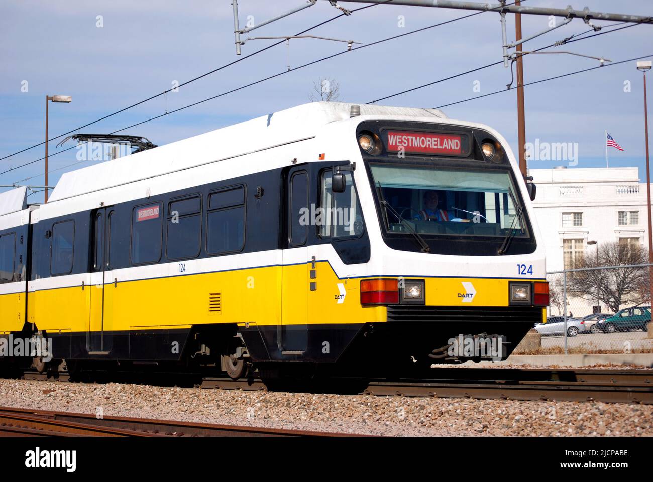 Dart dallas area rapid transit light rail train in downtown dallas hi