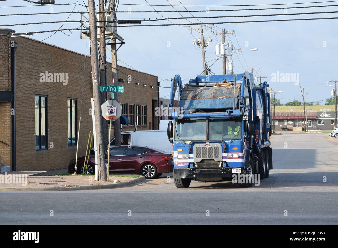 A Republic Services Peterbilt garbage truck in Dallas, Texas Stock