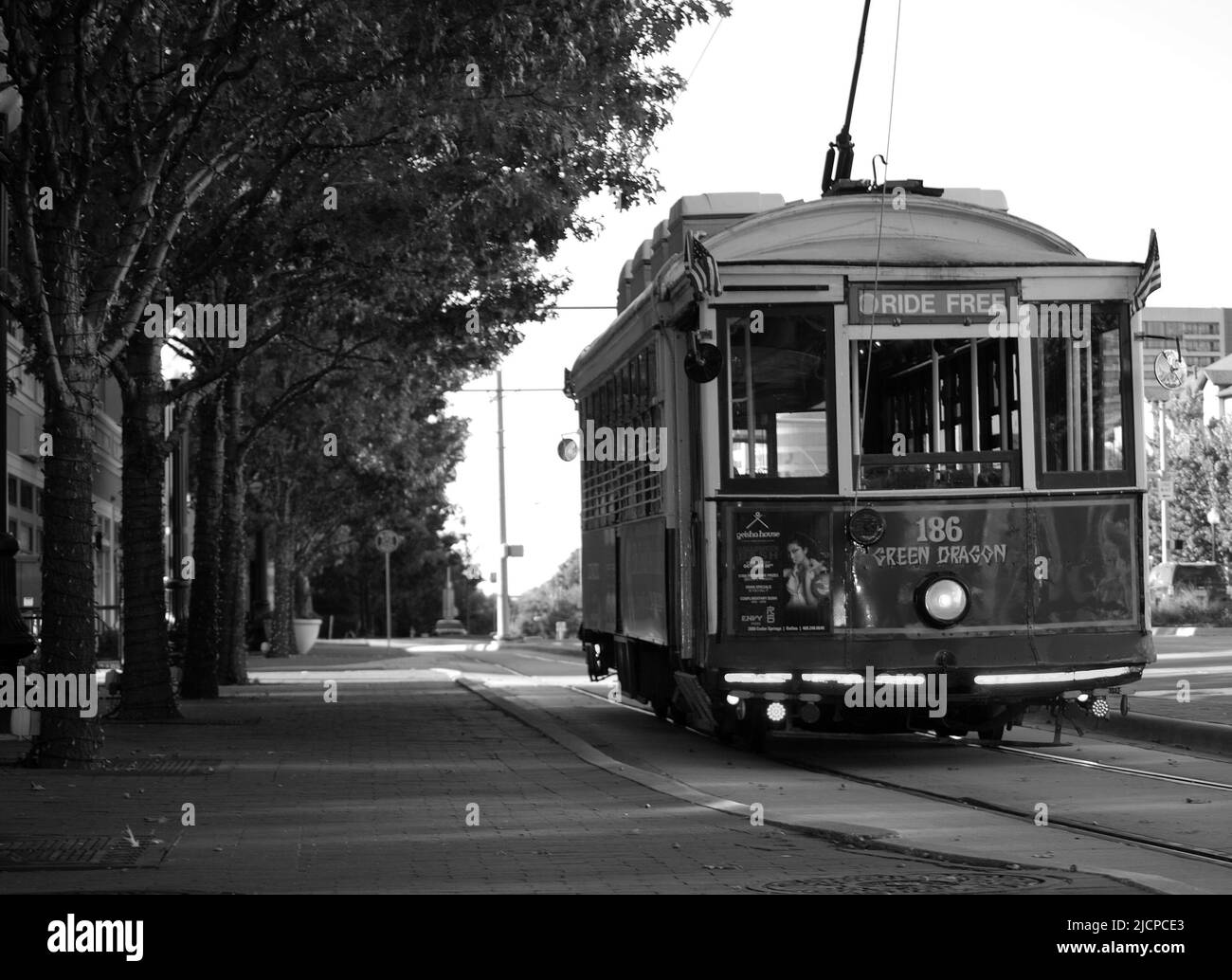 Trolley car in the Uptown area of Dallas Texas Stock Photo