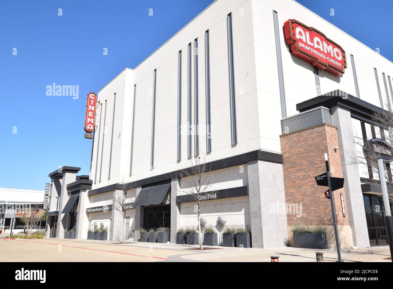 The Alamo Drafthouse Cinema at the Toyota Music Factory in Irving, Texas Stock Photo