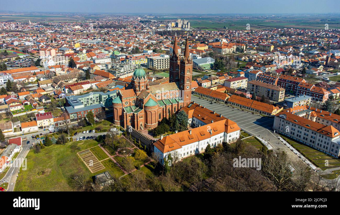 Aerial view of the Djakovo Cathedral or Cathedral basilica of St. Peter ...