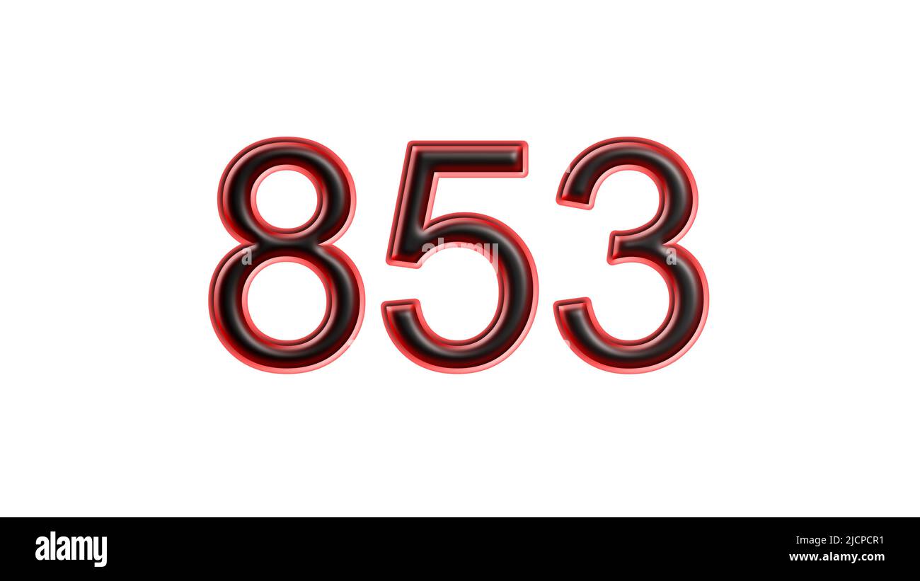 red 853 number 3d effect white background Stock Photo Alamy