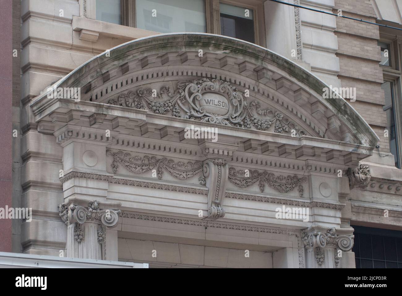Architectural detail on the Wilson building in downtown Dallas Texas Stock Photo