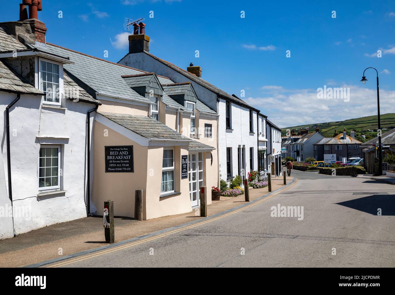 Blue sky over Tintagel, Cornwall on a Summer's Day Stock Photo Alamy
