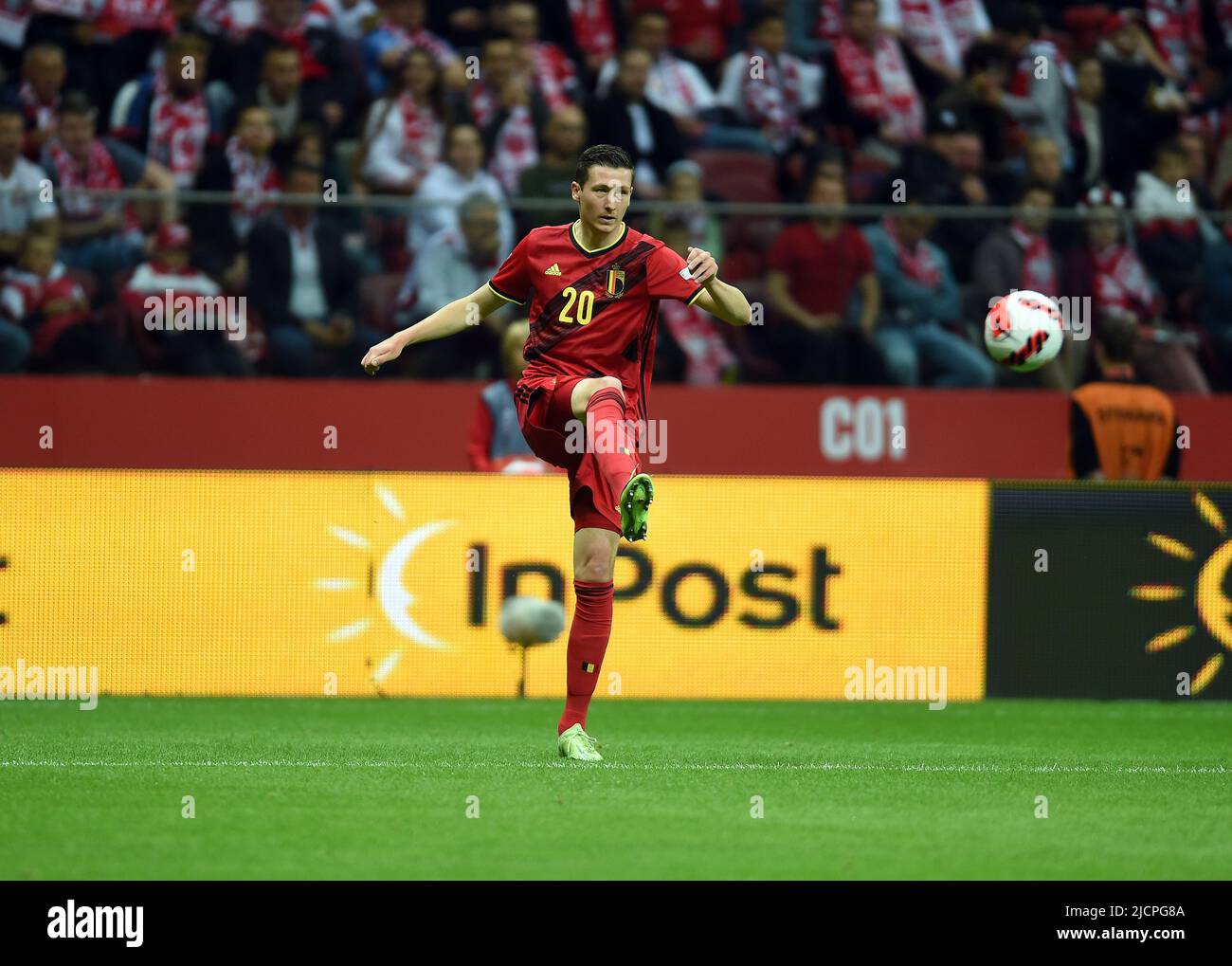 WARSAW, POLAND - JUNE 14, 2022: UEFA Nations League 2023 Poland - Belgium game o/p: Hans Vanaken (Belgium) Stock Photo