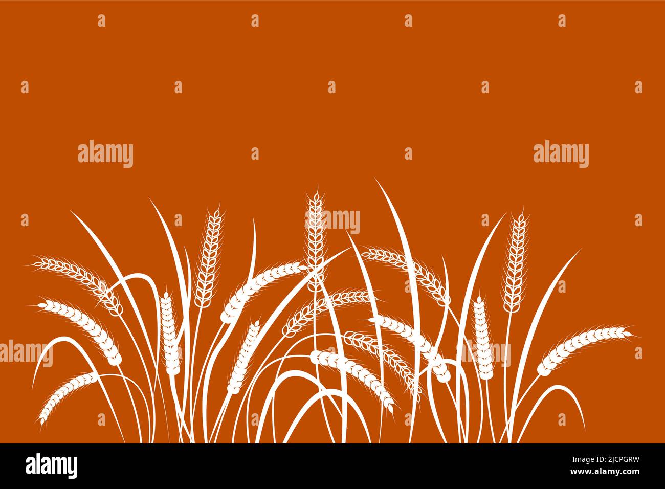 Ears of wheat on a brown background. Horizontal pattern. Two color vector illustration Stock Vector